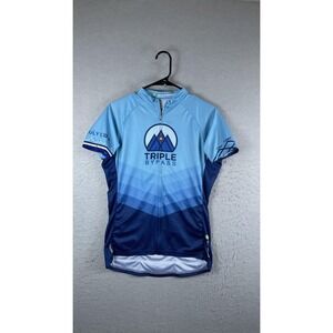 Primal Triple Bypass Colorado Cycling Jersey Womens XL Blue Full Zip Road Bike